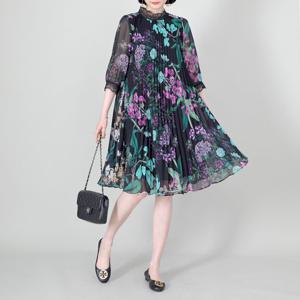 [애비뉴투지]플리츠 쉬폰 플라워 봄 여름 칠부 원피스 K03312