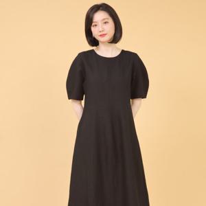 [애비뉴투지]코쿤 린넨 둥근 반팔 라운드 여름 롱 원피스 K07340