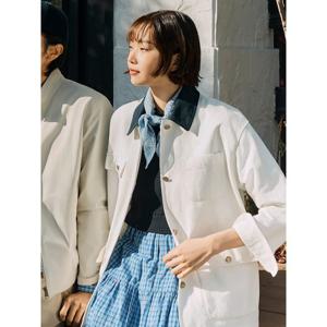 [빈폴레이디스] 리넨 혼방 워크 재킷  화이트 (BF5339C031)