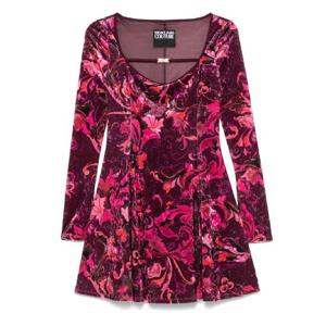 26 SS 베르사체진스꾸뛰르 플로럴 프린트 벨벳 미니 드레스 79HAO922JS508 TP439293387