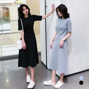 플레어 반팔 롱원피스 URD-067