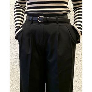 [헤지스]HJBE5F407BK_ 여성 블랙 단색 소가죽 벨트