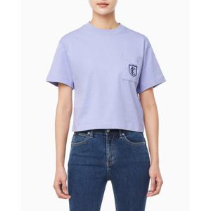 [캘빈클라인 진]여성 박시 CK 크레스트 크롭 포켓 반팔 티셔츠 47B847G