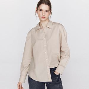 [지오다노]여자 루즈핏 포플린 오픈 카라 면 셔츠 345904