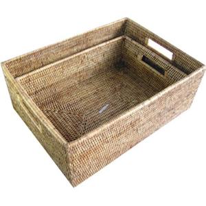 라탄 바구니 라탄 손잡이 직사각박스