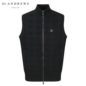 [세인트앤드류스] 남성 하운드투스 체크 조직감 집업 베스트