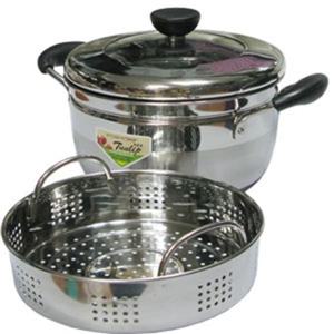 키친플라워 튤립 스텐 인덕션 찜냄비 26cm 찜솥 양수 찜기 찜통 스텐찜솥 스텐냄비 경질냄비 주물냄비 만두찜기 시루솥 찜통기 찜판