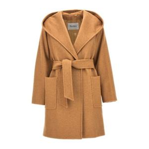 막스마라 쇼트 후드 벨티드 카멜 코트 RIALTO 001