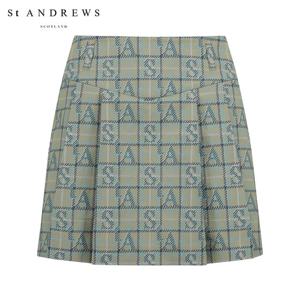[세인트앤드류스] 여성 심볼 로고 체크 플리츠 스커트 821E2PNA71_BG