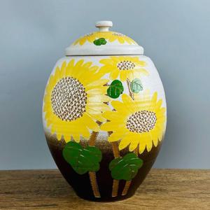 투톤분청 둥근 해바라기 20kg 쌀독 현관 소금 항아리 잡곡단지 소금항아리 현관소금 쌀항아리 쌀통 여주쌀독 도자기쌀독 쌀보관통 쌀벌레예방 잡곡통