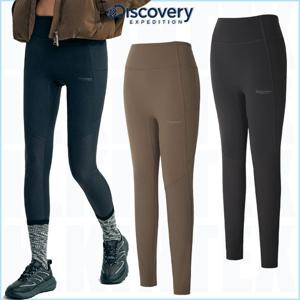 디스커버리 25FW 신상품 DWLG91056 여성 우븐 하이브리드 포켓 기모 레깅스 여자 운동복 HKPT