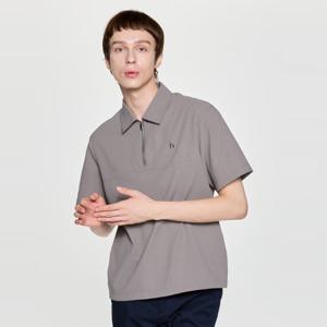 헤지스  25FW  남성 단색 반집업 반팔 티셔츠 HZTS5F403I3