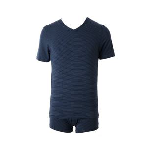 와코루 부드러운 면모달 스트라이프 반팔런닝+드로즈(WMV2435AWMP2435)