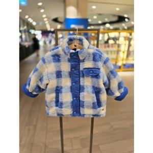 [블루독베이비] 25 FW(블루)체크패턴 FUR 점퍼(45C1411302)자켓 코트 돌 선물 유아 아가옷 조카 (45C141130 45C1411302