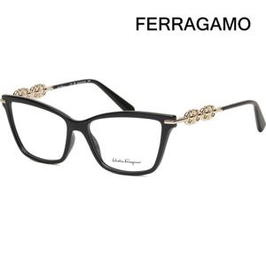 페라가모 안경테 SF2921 001 명품 캣아이 럭셔리 로고 장식 블랙 뿔테