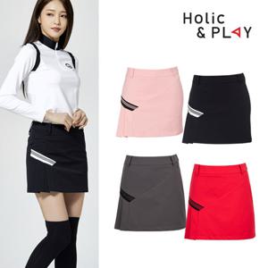 홀릭앤플레이 여성 백기모 주름 스커트-HA3WCU001