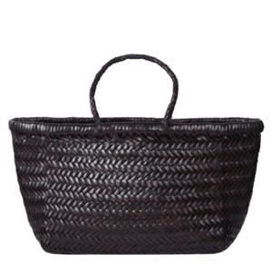 드래곤디퓨전 8811 DARK BROWN 다크브라운 밤부 트리플 점프 스몰 탄 토트백