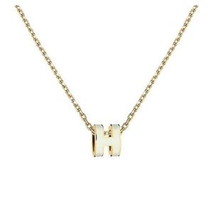 에르메스 미니 팝아슈 목걸이 H147992F49 골드 블랑 화이트