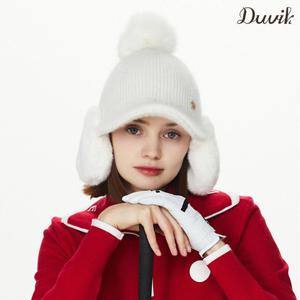 듀빅 여성 앙고라 니트 퍼 귀달이 골프모자 DF4WAP792OW