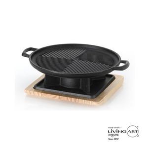 리빙아트 불판 무쇠 그릴팬 25cm 그릴 그릴팬 고기판 고기구이팬 무쇠불판 무쇠그릴팬 고기팬 구이용불판