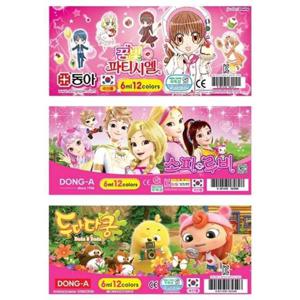 동아 수채화물감 6cc 12색 여아용 분홍 캐릭터랜덤 타(12개입)