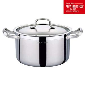 키친플라워 플래티나 통3중 누보 냄비 양수 24cm 냄비 양수 편수 전골 곰솥