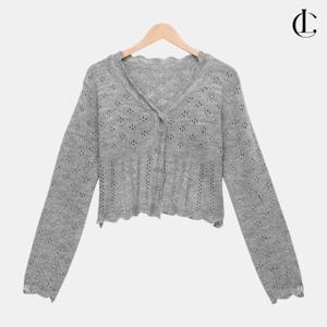 엘케이트 여성 가을 레이스 펀칭 니트 가디건 LNNT013
