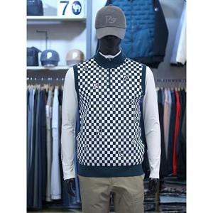 팜스프링스 세이브존03 팜스프링스 남성 골프 가을 겨울 다트 패턴 반집업 니트 베스트 ASKVM243302GA