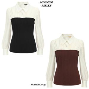 [미니멈]MD 카라넥 니트배색 블라우스 MD MXDAWB0440_CJ