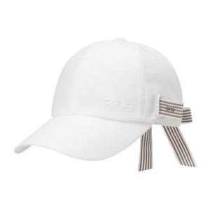 [핑]여성 로고  리본 육쪽  볼캡 121E3CP251_WH