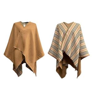 버버리 아이콘 스트라이프 울 리버서블 케이프 판초 80156541 브라운