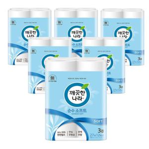깨끗한나라 순수 소프트 27m 12롤x6팩