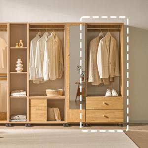 솔로리빙 무브 이동식 드레스룸 모듈 시스템 오픈 행거 서랍 수납 옷봉장 600