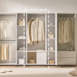 솔로리빙 무브 이동식 드레스룸 모듈 시스템 오픈 행거 슬라이드 수납 옷봉장 600