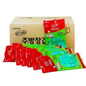 라텍스고무장갑 롯데 이라이프 고무장갑 중 그린 60켤레 주방 설거