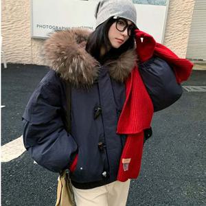 F007589_(퍼탈부착가능) 빅카라 퍼후드 떡볶이단추 따뜻한 숏패딩점퍼