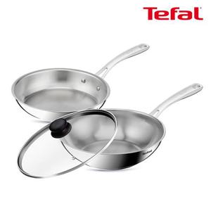 테팔 인덕션 SS 퍼펙트 레지스트 3종(팬24+웍28+유리뚜껑28)