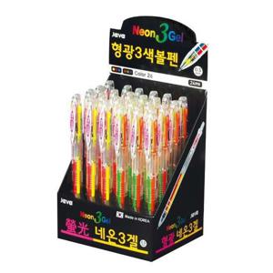 네온3겔 3색볼펜 24개입 1P 0.5mm 형광 멀티펜 필기 자바볼펜 3색볼펜 다색볼펜 0.5mm볼펜 멀티펜 필기구 필기도구 볼펜 필기볼펜