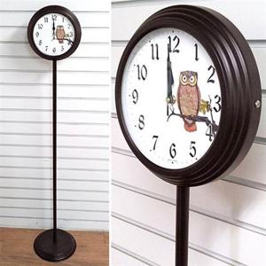 GB6132 무소음 부엉이 스탠드시계 진밤색 제조한국 부엉이시계 벽시계 무소음시계 플로어시계