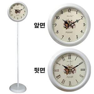 GB6051 무소음 양면 스탠드시계 화이트장미 메탈 한국 벽시계 양면시계 인테리어소품 집들이 선물