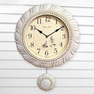 GB7074 무소음 민들레 추 벽시계 빈티지삽화 아이보리 빈티지시계 추시계 무소음시계 인테리어시계