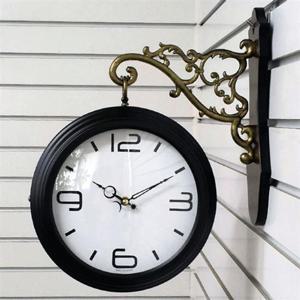 GB2255 모던 양면벽시계 진밤색 취침등 벽시계 양면시계