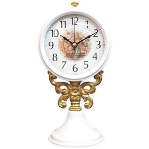 GB9097 무소음 주석 탁상시계 화이트 도트 제조한국 알람시계 무소음탁상시계 인테리어탁상시계 자명종