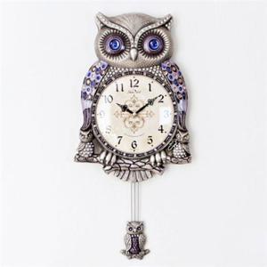 (정품) 재물 부엉이 추 벽시계(대) 실버 예쁜벽시계 인테리어벽시계 고급벽시계 거실벽시계 저소음