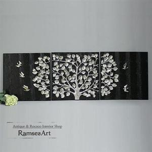 국내제작 가죽액자 은도금 돈나무3P 벽걸이 그림액자 인테리어 선물 그림