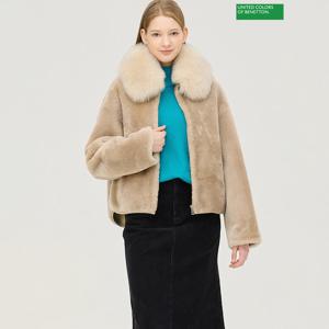 베네통 폭스 카라 램스퍼 무스탕 BALE50461