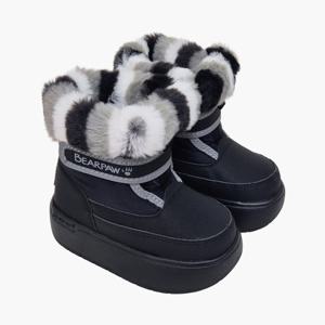 [베어파우(슈즈)][키즈] PIP 핍 3.5CM 토끼털 벨크로 양털 패딩부츠 블랙 K3043001RD-K