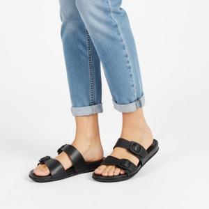 핏플랍 여성 그라시에 버클 레더 올블랙 슬라이드 (FV1-090)