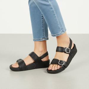 핏플랍 여성 루루 어드저스터블 레더 올 블랙 백 스트랩 샌들 (ES6-090)