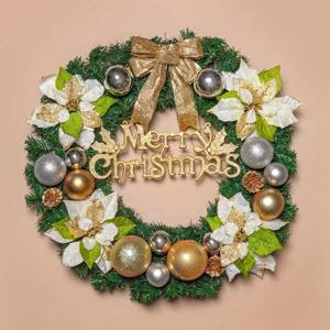 크리스마스리스 데코용품 60cm 골드포인세티아 원형 리스DIY